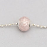 S925 Silver HAPPINESS Charm Cream Pink Enamel Essence Bead