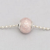 S925 Silver HAPPINESS Charm Cream Pink Enamel Essence Bead