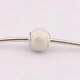 S925 Silver HAPPINESS Charm Cream Pink Enamel Essence Bead