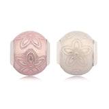 S925 Silver HAPPINESS Charm Cream Pink Enamel Essence Bead