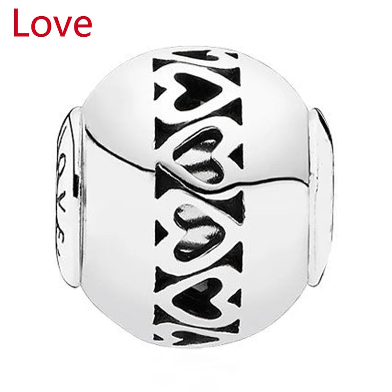 Love Health Spirituality Charm 925 Silver Beads for Bracelet DIY Jewelry