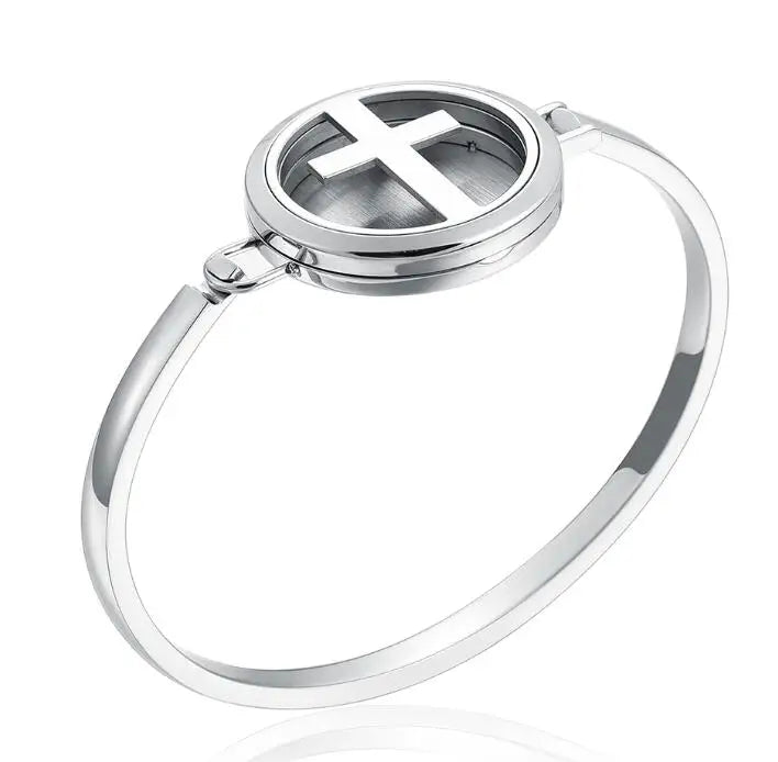 Aromatherapy Diffuser Bracelet, Cross Zir Bangle Jewelry