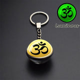 Esspoc 35mm Glass Ball Keychain Glowing Om Flower