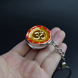 Esspoc 35mm Glass Ball Keychain Glowing Om Flower