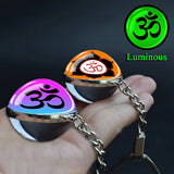 Esspoc 35mm Glass Ball Keychain Glowing Om Flower