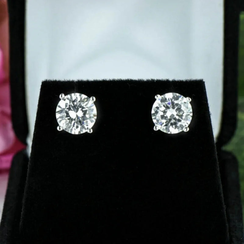 Eternal 925 Silver Stud Earrings Classic Sapphire Wedding Jewelry