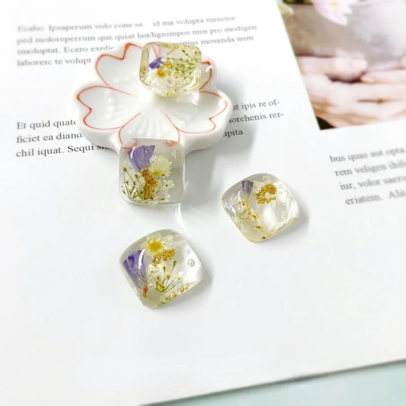 Eternal Flower Resin Square Earrings Accessory