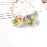 Eternal Flower Resin Square Earrings Accessory