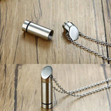 Stainless Steel Bullet Pill Case Holder Cylinder Urn Pendant Necklace