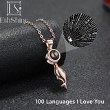 EthShine 925 Silver Photo Projection Necklace Whales Pendant Jewelry
