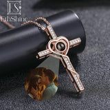 EthShine 925 Silver Cross Projection Necklace for Christmas Gift