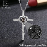 EthShine 925 Silver Cross Projection Necklace for Christmas Gift