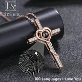 EthShine 925 Silver Cross Projection Necklace for Christmas Gift