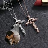 EthShine 925 Silver Cross Projection Necklace for Christmas Gift