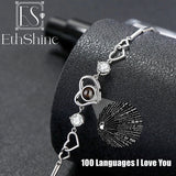 925 Silver Photo Bracelet Heart Pendant for Women Mother's Gift