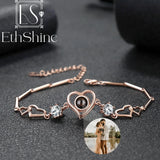 925 Silver Photo Bracelet Heart Pendant for Women Mother's Gift