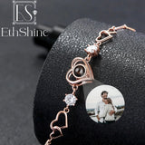 925 Silver Photo Bracelet Heart Pendant for Women Mother's Gift