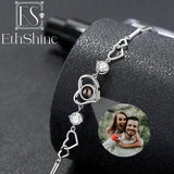 925 Silver Photo Bracelet Heart Pendant for Women Mother's Gift