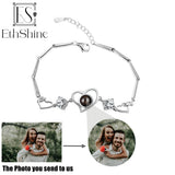 925 Silver Photo Bracelet Heart Pendant for Women Mother's Gift