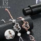 925 Silver Photo Bracelet Heart Pendant for Women Mother's Gift