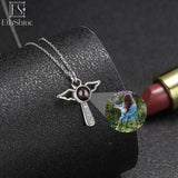 925 Silver Angels Photo Projection Necklace Personalized Pendant Jewelry