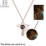 925 Silver Angels Photo Projection Necklace Personalized Pendant Jewelry
