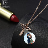 925 Silver Angels Photo Projection Necklace Personalized Pendant Jewelry