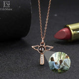 925 Silver Angels Photo Projection Necklace Personalized Pendant Jewelry