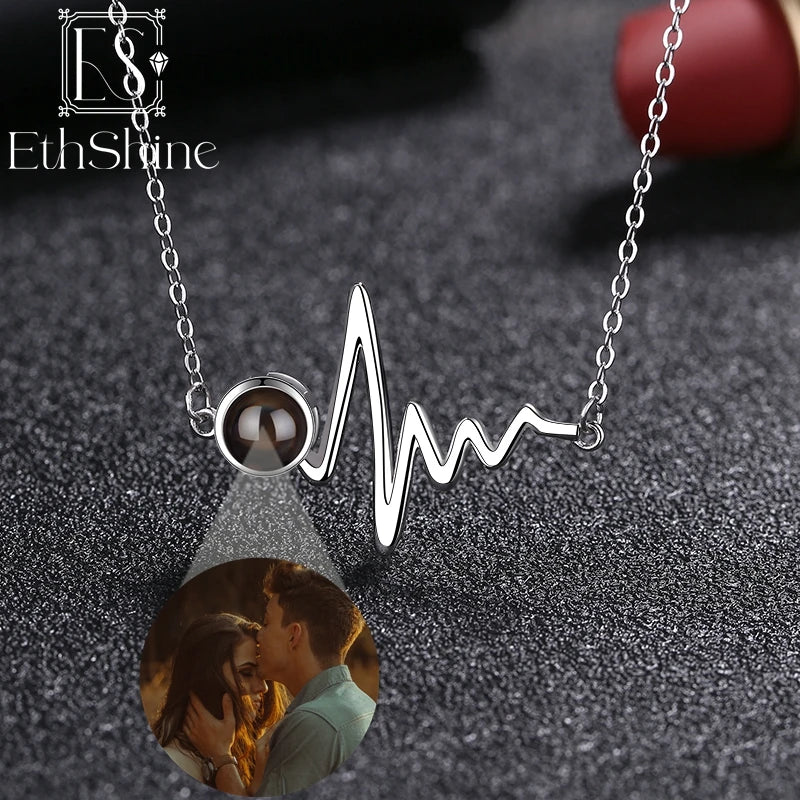 EthShine 925 Silver Photo Projection Necklace Custom Christmas Gift Women
