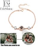 EthShine 925 Silver Projection Bracelet Adjustable Heart Photo Bracelet