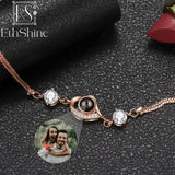 EthShine 925 Silver Projection Bracelet Adjustable Heart Photo Bracelet