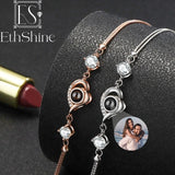 EthShine 925 Silver Projection Bracelet Adjustable Heart Photo Bracelet