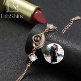 EthShine 925 Silver Projection Bracelet Adjustable Heart Photo Bracelet