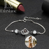 EthShine 925 Silver Projection Bracelet Adjustable Heart Photo Bracelet