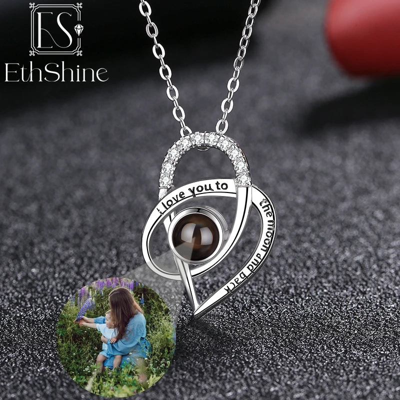 EthShine 925 Sterling Silver Projection Photo Necklace Delicate Jewelry