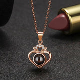 EthShine 925 Silver Heart Projection Necklace for Women