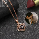 EthShine 925 Silver Heart Projection Necklace for Women