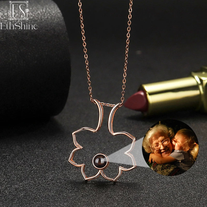 EthShine 925 Silver Photo Necklace Personalized Gift for Mom
