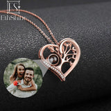 925 Silver Necklace Custom Projection Picture Heart Pendant Jewelry