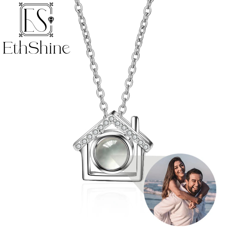 925 Silver Photo Projection Necklace Heart Pendant