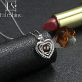 925 Silver Photo Projection Necklace Heart Pendant