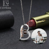 EthShine 925 Silver Heart Photo Projection Necklace Personalized Gift