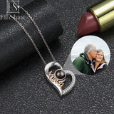 EthShine 925 Silver Heart Photo Projection Necklace Personalized Gift