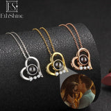 925 Silver Heart Photo Projection Necklace Personalized Jewelry Gift
