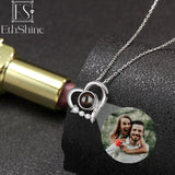 925 Silver Heart Photo Projection Necklace Personalized Jewelry Gift