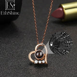 925 Silver Heart Photo Projection Necklace Personalized Jewelry Gift