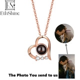 925 Silver Heart Photo Projection Necklace Personalized Jewelry Gift