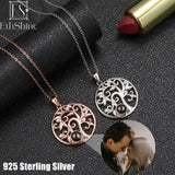 EthShine Sterling Silver Photo Necklace Tree Projection Round Necklace
