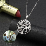 EthShine Sterling Silver Photo Necklace Tree Projection Round Necklace