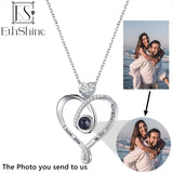 925 Silver Custom Photo Projection Necklace Love Heart Pendant